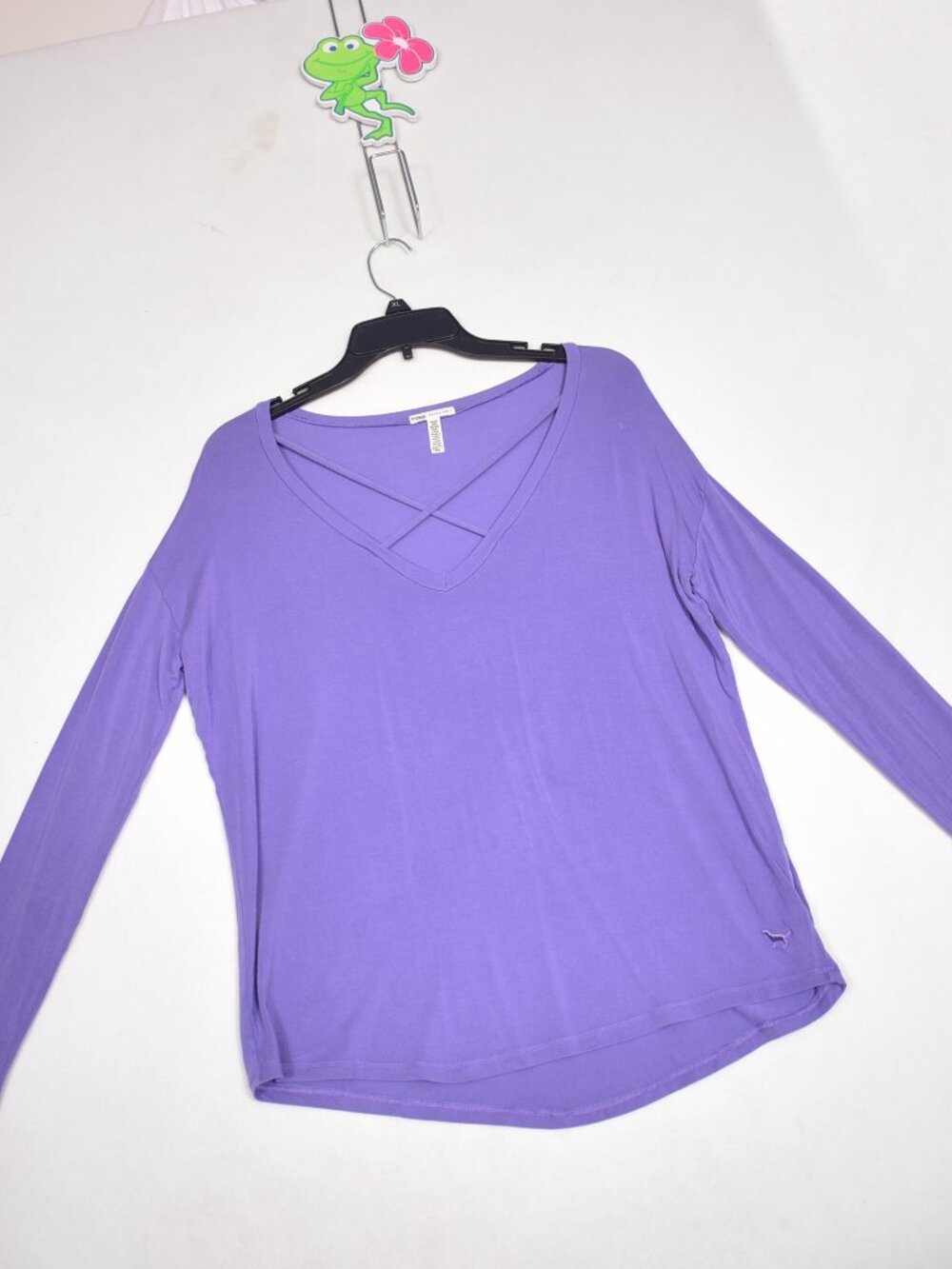 Pink Victoria's Secret Purple Soft Criss Cross Neck Long Sleeve T-Shirt XS